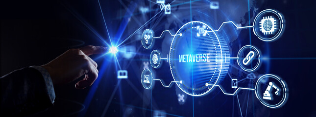 Metaverse virtual world, metaverse digital world intelligent futuristic interface technology.
