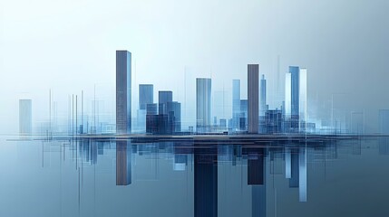 Abstract Futuristic City Skyline Illustration
