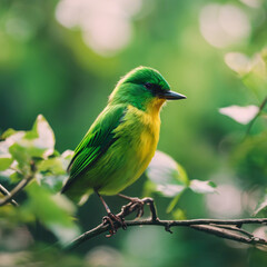 Obraz premium Green Bird Closeup