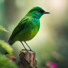 Naklejka premium Green Bird Closeup