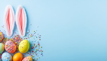 Festive Easter Background Bunny Ears Eggs Sprinkles Spring