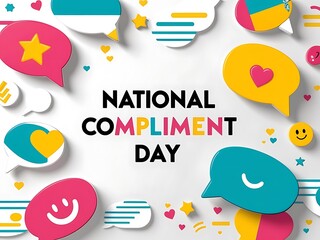National Compliment Day Celebrated With Colorful Speech Bubbles - obrazy, fototapety, plakaty