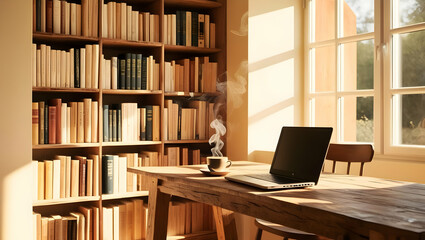 Cozy Workspace in a Library