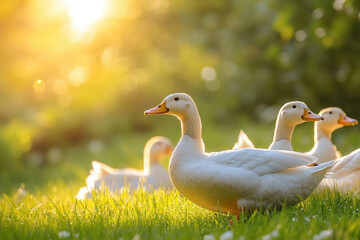 ducks on the grass