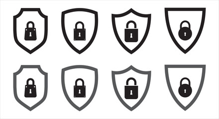 Shield check mark icon or security shield protection icon with tick symbol