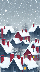 Snowy Rooftops: Christmas Themed Background Pattern - High Resolution
