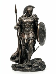 Fototapeta premium Bronze statue: armored warrior, spear, shield.