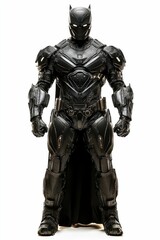 Fototapeta premium Black armored figure, imposing stance, futuristic design.