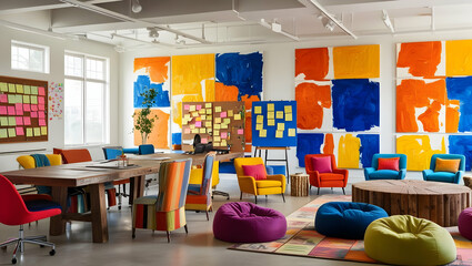 Obraz premium Colorful Collaborative Workspace