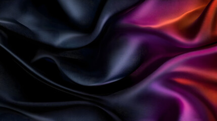 Obraz premium Silk fabric, abstract wavy black satin fabric background.&nbsp;