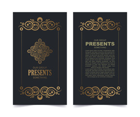 Luxury dark business card template with Ornament design