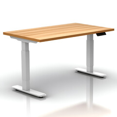 Modern adjustable standing desk designed for ergonomic work environments with a wooden finish and electric height adjustment feature