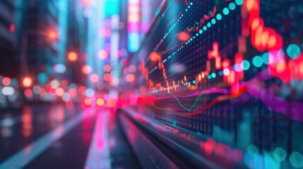 A series of blurred lights in motion resembling a stock market graph. The image symbolizes the volatility and uncertainty of markets affected by inflation which can have a