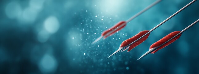 Three red arrows in flight against a teal background.  Sharp, fast, and focused.