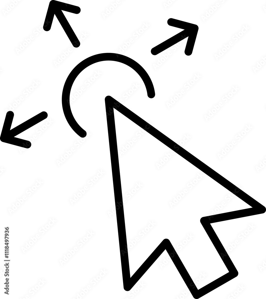Poster mouse click cursor icon. hand mouse pointer pictogram on transparent background. finger web click po