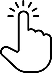 Mouse Click Cursor icon. Hand Mouse Pointer Pictogram on Transparent Background. Finger Web Click Pointer Line and Silhouette Icon.