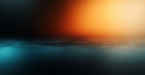 Abstract sunset over water. Warm oranges and cool blues blend in a dreamy scene.