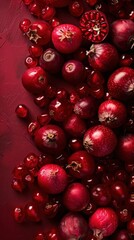 Abundant Harvest of Ripe and Juicy Red Pomegranates Piled High on a Textured Stone Background  Healthy Organic Superfood with Antioxidant Rich Seeds and a Rich Vibrant Color