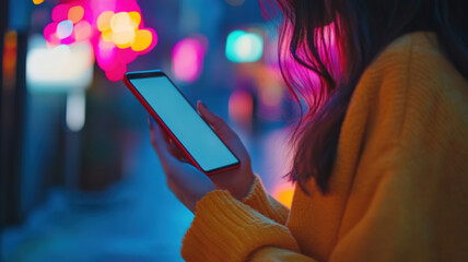 Social Media Activity Depicted by Young Woman Using Smartphone