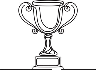 Minimalist Line Drawing of Trophy Cup Symbolizing Competition on White Background