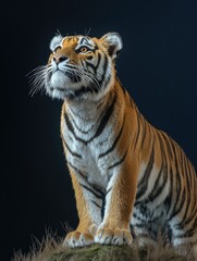 Obraz premium Tiger on grassy hill