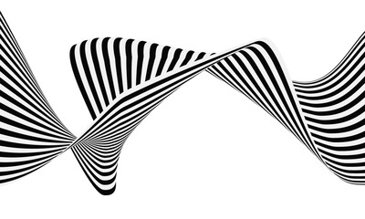 geometric wave design, black and white, Vector wave stripes abstract background.