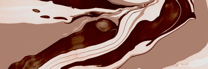 The texture of marble. Abstract background, made in the technique of fluid art. Demonstrating the colors of 2025 - Mocha Mousse