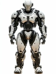 Futuristic robot, white and black armor.