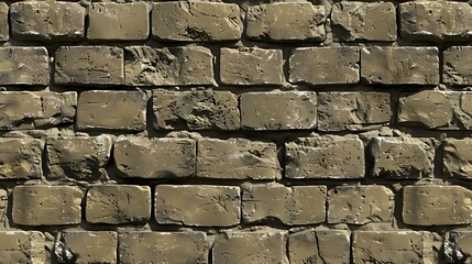 Seamless rough olive subway brick wall texture background with a rustic grungy brickwork repeat pattern, perfect for realistic 8k game design height bump mapping material shader 3D