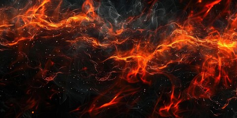 Realistic concept of fiery flames on a dark abstract background