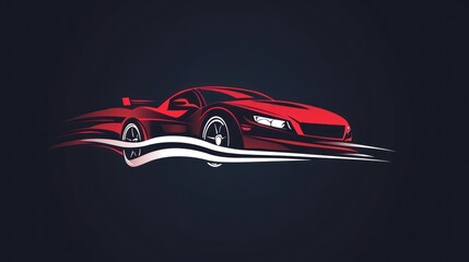 A stylized red sports car illustration with dynamic lines suggesting speed.