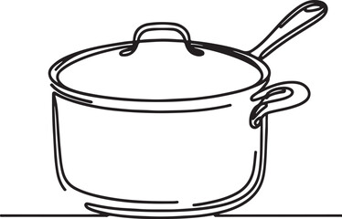 Line Drawing of a Big Pan on White Background - Simple and Elegant Art