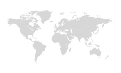 World map and continents from dots on white background. World map from points. Vector illustration.