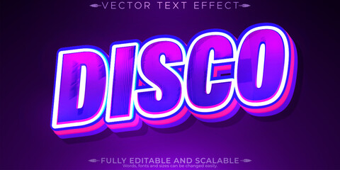 Music club text effect, editable party and disco text style