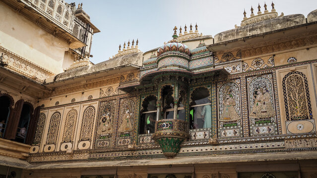 The architecture of City Palace in Udaipur, India