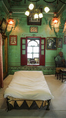 The architecture of City Palace in Udaipur, India