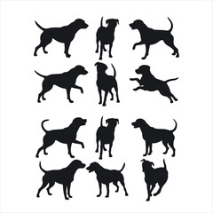 Dog silhouette icon set vector design image illustration. Black dog silhouette image design.