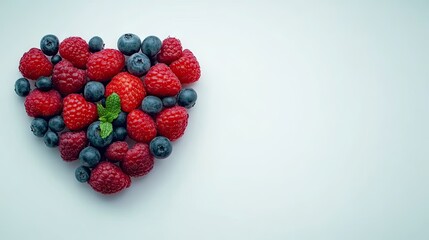 A vibrant heart-shaped display of assorted fruits and vegetables emphasizes the importance of nutrition for overall health and well-being. This colorful arrangement encourages healthy eating habits