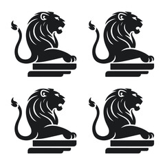 Lion head silhouette icon vector design image illustration. Black Lion head vector logo icon illustration.