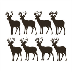 Deer silhouette icon set.