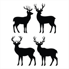 Deer silhouette icon set vector design image illustration. Deer Black Silhouette set. Deer Silhouette collection  set. 