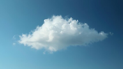 Serene Single White Cloud in Deep Blue Sky, Calming Nature Background Image, Effortlessly Floating, Wispy Cumulus Cloud, Transparent Background