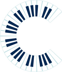 Piano keyboard musical instrument font C letter. Musician acoustic equipment font typeset element, band piano or synthesizer sound festival classic musical instrument latin alphabet vector ABC letter © Vector Tradition