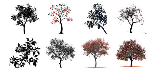 Pack An apple tree closeup isolated against a transparent background for nature-themed design, environmental projects, or orchard promotion set