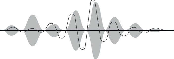 Abstract music wave and radio signal frequency merging into a digital voice visualization, creating a vibrant tune equalizer vector set against a clean white background © WinWin