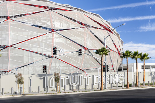 Inglewood, CA, USA - November 14, 2024: The Intuit Dome is an indoor arena hosting sports, concerts, and events. The stadium opened in 2024 and home to the Los Angeles Clippers.