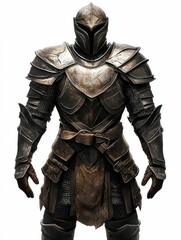 Fototapeta premium Aged metal armor, medieval knight, isolated.