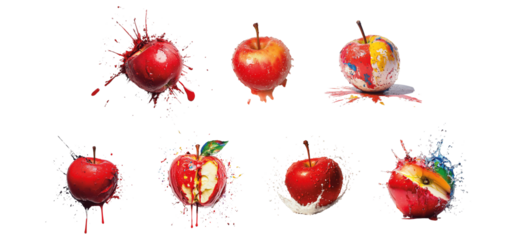 Pack Fantasy colorful apple isolated against a transparent background for creative design projects, artistic concepts, or imaginative marketing campaigns set