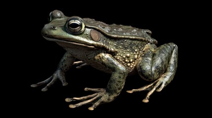 Fototapeta premium A realistic 3D rendering of a frog, showcasing its detailed features and textures.