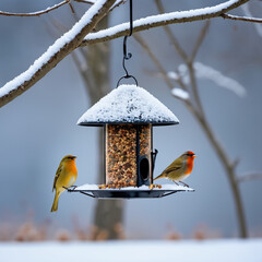 Naklejka premium Singvögel am Vogelhaus 1